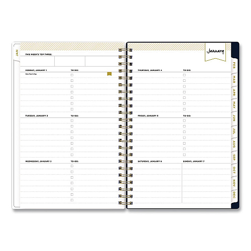 Blue Sky Day Designer Peyton Create-Your-Own Cover Weekly/Monthly Planner, Floral Artwork, 8 x 5, Navy Cover, 12-Month (Jan-Dec): 2026 (103620)