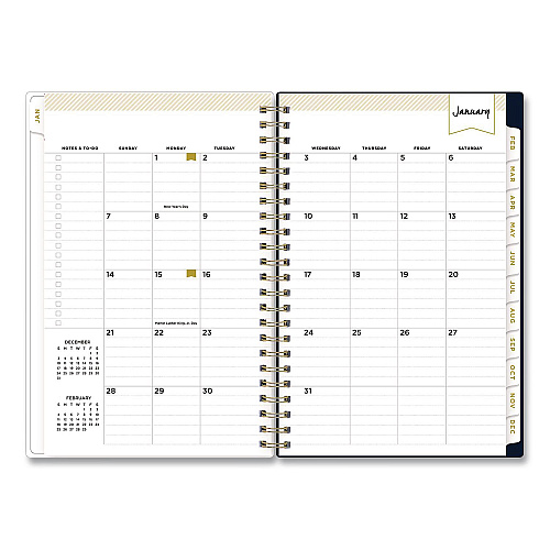 Blue Sky Day Designer Peyton Create-Your-Own Cover Weekly/Monthly Planner, Floral Artwork, 8 x 5, Navy Cover, 12-Month (Jan-Dec): 2026 (103620)