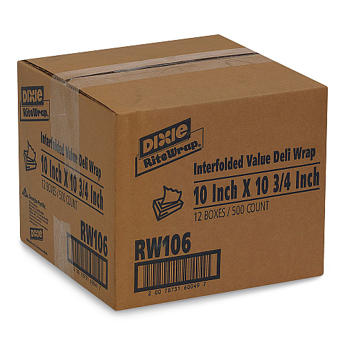 Dixie Rite-Wrap Dry Wax Lightweight Deli Paper, 10 x 10.75, 500 Sheets/Pack, 12 Packs/Carton (RW106)