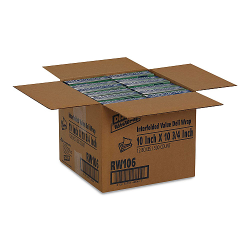 Dixie Rite-Wrap Dry Wax Lightweight Deli Paper, 10 x 10.75, 500 Sheets/Pack, 12 Packs/Carton (RW106)