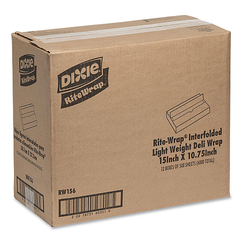 Dixie Dry Wax Light Weight Deli Paper, 15.12 x 10.75, 500/Pack, 12 Packs/Carton (RW156)