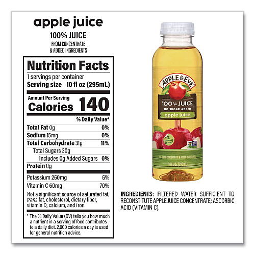 Apple & Eve 100% Fruit Juice Variety Pack, Assorted Flavors, 10 oz Bottle, 24/Carton (22002662)