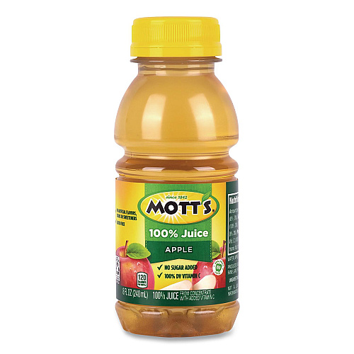Mott's 100% Original Apple Juice, Apple, 8 oz Bottle, 24/Carton (22002660)