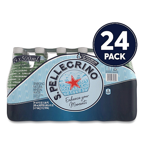 SanPellegrino Sparkling Water Bottles, Unflavored, 16.9 oz Bottle, 24/Carton (22002683)