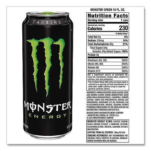 Monster Energy Original, 16 oz Bottle, 24/Carton (22002676)