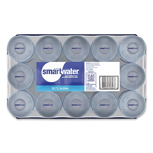 smartwater Vapor-Distilled Water, Unflavored, 33.8 oz Bottle, 15/Carton (22002684)