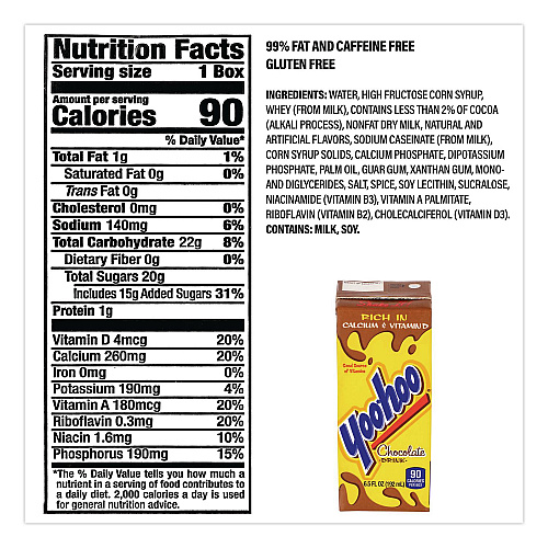 Yoo-hoo Chocolate Drink Boxes, Chocolate, 6.5 oz Box, 40/Carton (22002682)