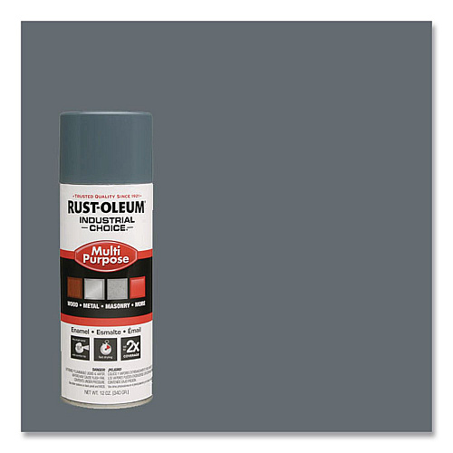 Rust-Oleum Industrial Choice 1600 System Multi-Purpose Enamel Spray Paint, Gloss Machinery Gray, 12 oz Aerosol Can, 6/Carton (202214)