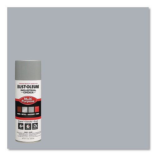 Rust-Oleum Industrial Choice 1600 System Multi-Purpose Enamel Spray Paint, Gloss ANSI 61 Light Gray, 12 oz Aerosol Can, 6/Carton (214645)