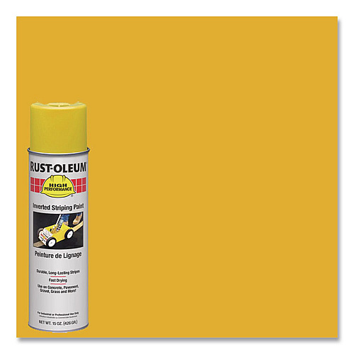 Rust-Oleum High Performance 2300 System Inverted Striping Paint, Semi-Gloss Yellow, 18 oz Aerosol Can, 6/Carton (2348838V)