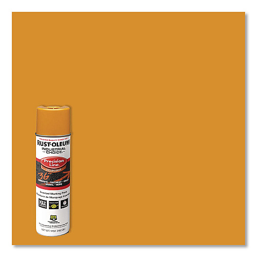 Rust-Oleum Industrial Choice M1600 System Solvent-Based Precision Line Marking Paint, Flat Yellow, 17 oz Aerosol Can, 12/Carton (203024V)