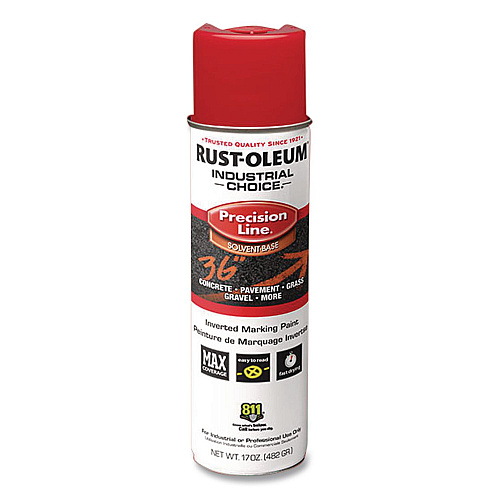 Rust-Oleum Industrial Choice M1600 System Solvent-Based Precision Line Marking Paint, Flat Red, 17 oz Aerosol Can, 12/Carton (203029V)