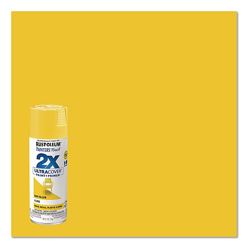 Rust-Oleum Painter's Touch 2X Ultra Cover Spray Paint, Gloss Sun Yellow, 12 oz Aerosol Can, 6/Carton (334046)