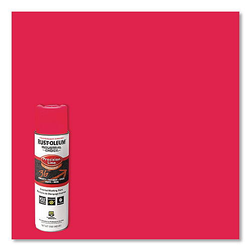Rust-Oleum Industrial Choice M1600 System Solvent-Based Precision Line Marking Paint, Flat Fluorescent Pink, 17 oz Aerosol Can,12/Carton (1661838V)