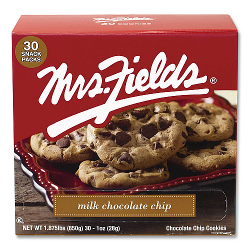 Mrs. Fields Milk Chocolate Chip Cookies, 1 oz, Indidually Wrapped Pack, 30/Carton (21200009)