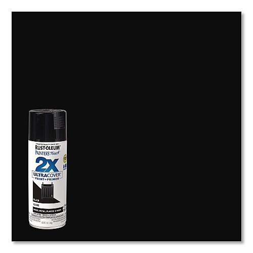 Rust-Oleum Painter's Touch 2X Ultra Cover Spray Paint, Gloss Black, 12 oz Aerosol Can, 6/Carton (334026)