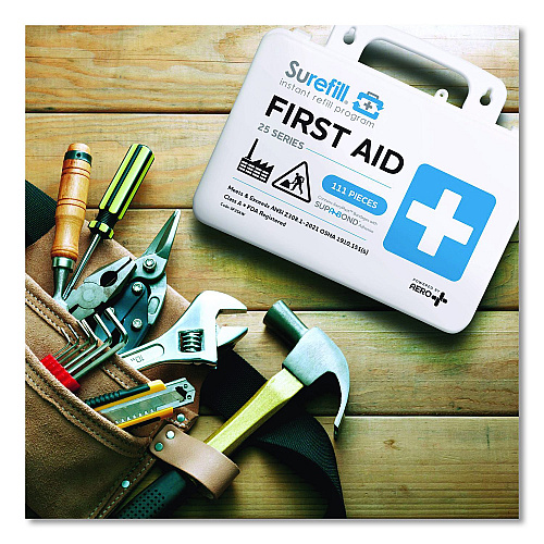 SUREFILL 25 ANSI 2021 A+ First Aid Kit, 111 Pieces, Weatherproof Plastic Case (SF25AW)