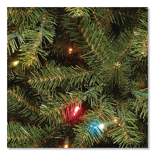 National Tree Company Pre-Lit Aspen Spruce Slim Tree, 48" x 48" x 90", Green Tree, Green Tree Stand (AP730175)