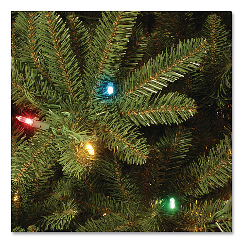 National Tree Company Pre-Lit Natural Fraser Fir Tree, 60" x 60" x 90", Green Tree, Green Tree Stand (NAFFMH175RLO)