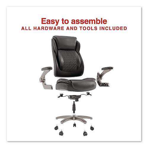 Alera Leithen Bonded Leather Big and Tall Midback Chair, Supports 400 lbs,19.49" - 22.44" Seat Height, Black Seat/Back, Silver Base (LT42B49)