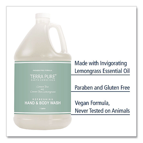 Diversified Hospitality Solutions Terra Pure Body Wash Gallon, Green Tea Lemongrass Scent, 1 gal Bottle (002294EA)
