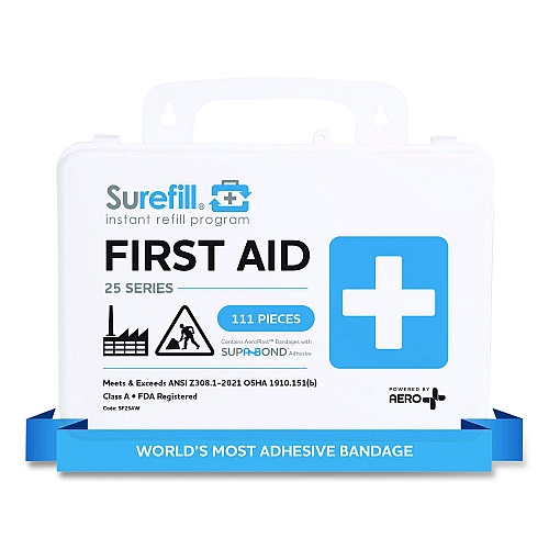SUREFILL 25 ANSI 2021 A+ First Aid Kit, 111 Pieces, Weatherproof Plastic Case (SF25AW)