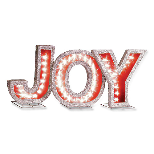National Tree Company Pre-Lit LED JOY Decoration, AC Powered, Blue/Green/Red LED Lights, 1.75" x 55" x 18", Red (DF000021X)