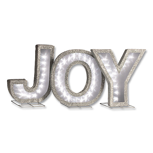 National Tree Company Pre-Lit LED JOY Decoration, AC Powered, Blue/Green/Red LED Lights, 1.75" x 55" x 18", Red (DF000021X)