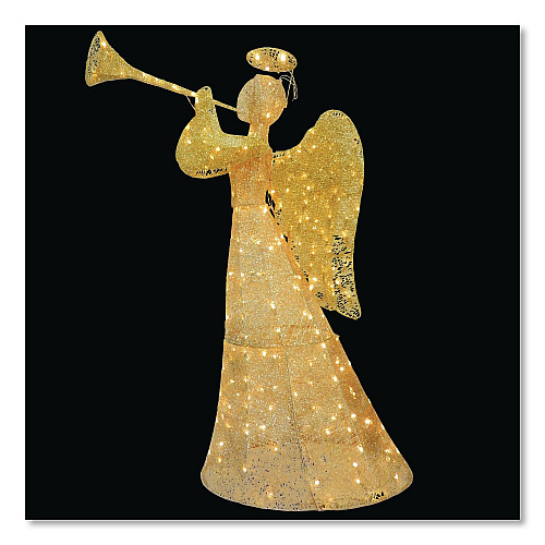 National Tree Company Champagne Angel Decoration, AC Powered, Warm White LED Lights, 18" x 33" x 60", Champagne (DF210004C)
