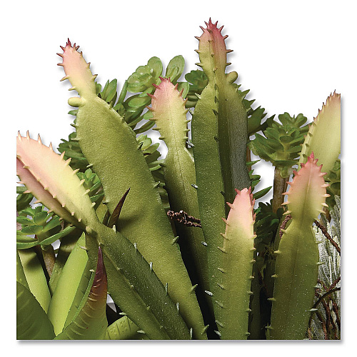 National Tree Company Spring Potted Plant, 8" x 8" x 8", Green Plant, White Pot (RASXF169W)