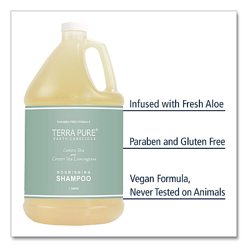Diversified Hospitality Solutions Terra Pure Shampoo Gallon, Green Tea Lemongrass Scent, 1 gal Bottle (002287EA)