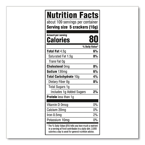 Nabisco Original Crackers, Buttery, 18 Individually Wrapped Sleeves, 3 lb Box, 1 Box/Carton (22002636)