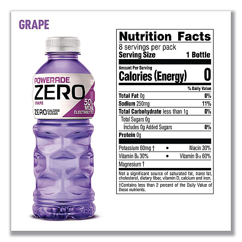 Powerade Zero Sports Drink, Assorted Flavors, 20 oz, 24/Carton (22002679)