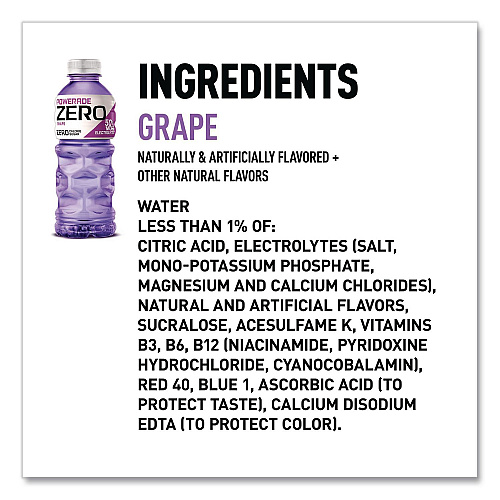 Powerade Zero Sports Drink, Assorted Flavors, 20 oz, 24/Carton (22002679)