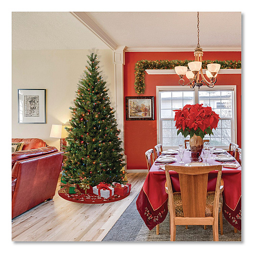 National Tree Company Pre-Lit Aspen Spruce Slim Tree, 48" x 48" x 90", Green Tree, Green Tree Stand (AP730175)