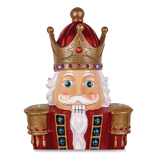 National Tree Company Nutcracker Christmas Decor, AC Powered, Blue/Green/Red/Yellow LED Lights, 10" x 11.37" x 36.5", Red (BG18492AR1)
