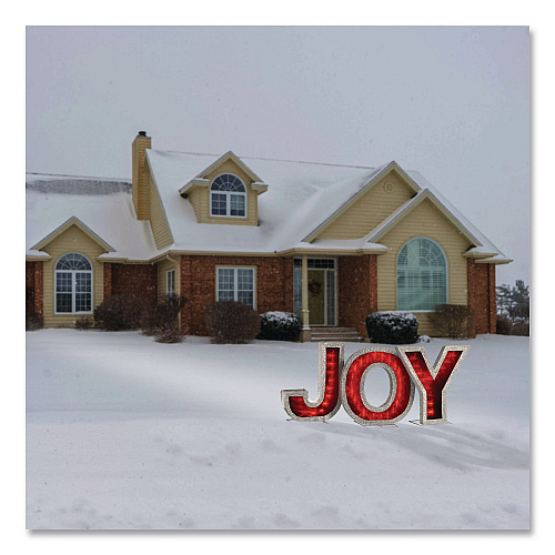 National Tree Company Pre-Lit LED JOY Decoration, AC Powered, Blue/Green/Red LED Lights, 1.75" x 55" x 18", Red (DF000021X)