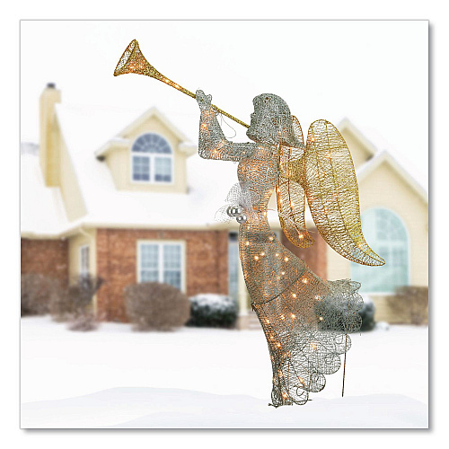National Tree Company Silver Angel Decor, AC Powered, Cool White LED Lights, 24" x 30 "x 48", Silver (DF070005U)