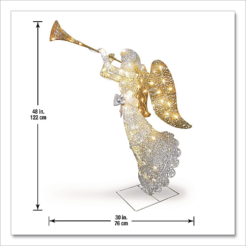 National Tree Company Silver Angel Decor, AC Powered, Cool White LED Lights, 24" x 30 "x 48", Silver (DF070005U)