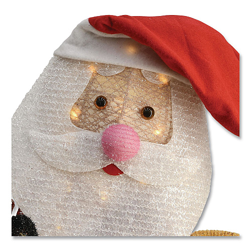 National Tree Company Santa and Reindeer, AC Powered, Warm White LED Lights, 11.25" x 30.75" x 33.5", Champagne (DF245001C)
