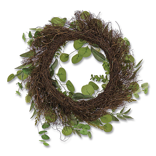 National Tree Company Eucalyptus and Baby's Breath Spring Wreath, 22" Diameter x 5" h, Green (DL8765F22213)