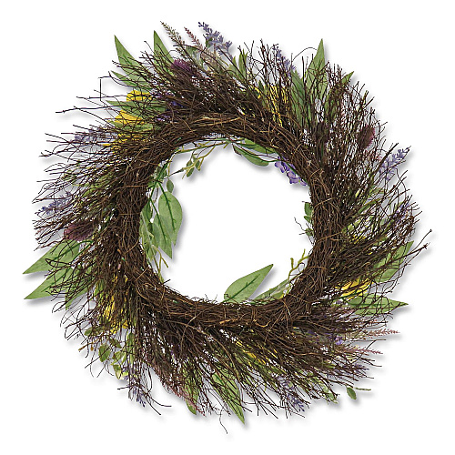 National Tree Company Pansy and Lavender Wreath, 22" Diameter x 4.5" h, Yellow (DL8765F22224)