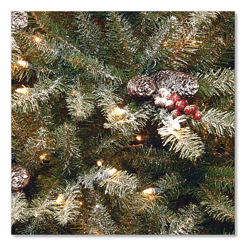 National Tree Company Pre-Lit Dunhill Fir Snowy Tree, 59" x 59" x 90", Green Tree, Green Tree Stand (DUF30075)