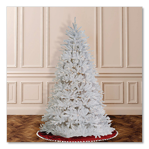 National Tree Company Pre-Lit Dunhill Fir White Tree, 55" x 53" x 78", White Tree, White Tree Stand (DUWH65LO)