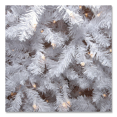 National Tree Company Pre-Lit Dunhill Fir White Tree, 55" x 53" x 78", White Tree, White Tree Stand (DUWH65LO)