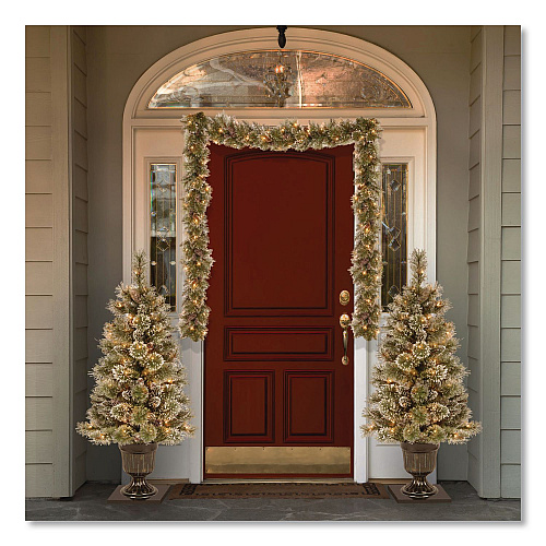 National Tree Company Pre-Lit Glittery Bristle Pine Garland, AC Powered, Clear Incandescent Lights, 108" Long, Green (GB33009A1)