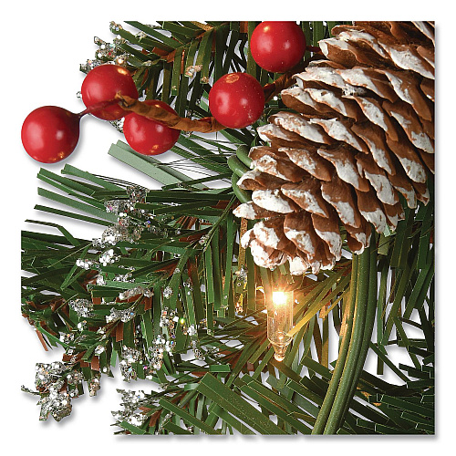 National Tree Company Pre-Lit Glittery Mountain Spruce Garland, AC Powered, Clear Incandescent Lights, 108" Long, Green (GLM13009A1)