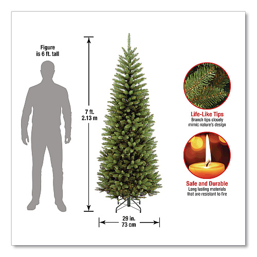 National Tree Company Kingswood Fir Pencil Tree, 29" x 29" x 84", Green Tree, Green Tree Stand (KW750070)
