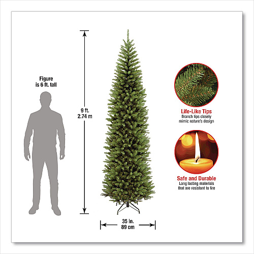 National Tree Company Kingswood Fir Pencil Tree, 35" x 35" x 108", Green Tree, Green Tree Stand (KW750090)