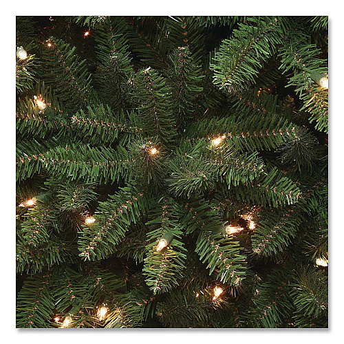 National Tree Company Pre-Lit Kingswood Fir Pencil Slim Tree, 37" x 37" x 120", Green Tree, Green Tree Stand (KW7300100)